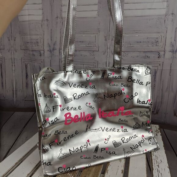 Bella Italia tote purse summer carry beach silver - Picture 1 of 6